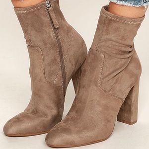 Steve Madden Edit Taupe Suede High Heel Mid-Calf